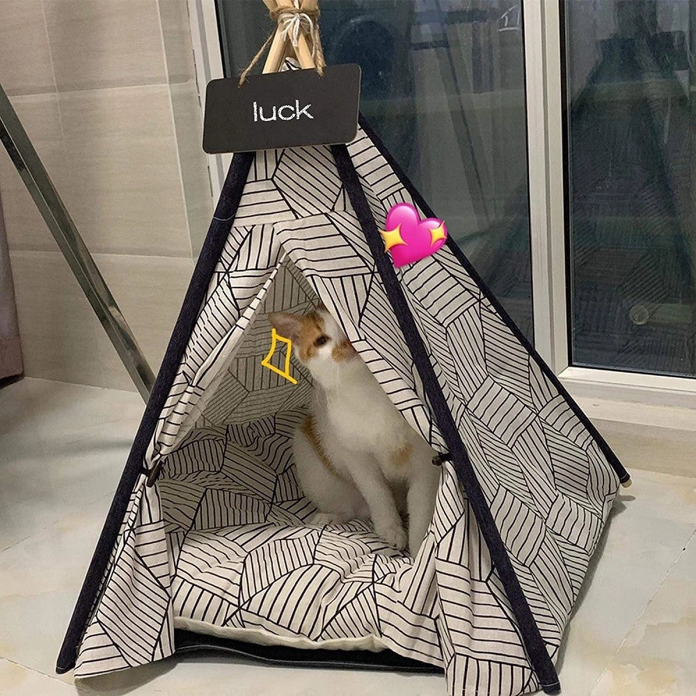 Trade Shop - Tepee Letto Cuscino Lavagna Rimovibile Lavabile Portatile Per Animali 50x50x70cm -