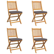 Sedia pieghevole con cuscino 4 pz | Sedie da Esterno Grigio 49 x 57.5 x 92cm