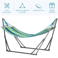 Supporto con Amaca Autoportante Pieghevole in Cotone e Acciaio, 270x100x94cm