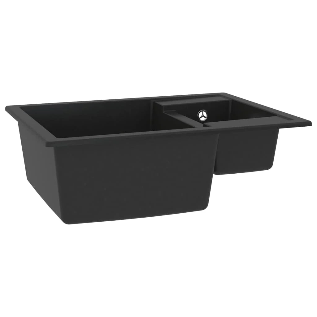 Lavello da cucina e due lavabi con foro troppopieno 58 x 44 cm granito nero 02_0002405