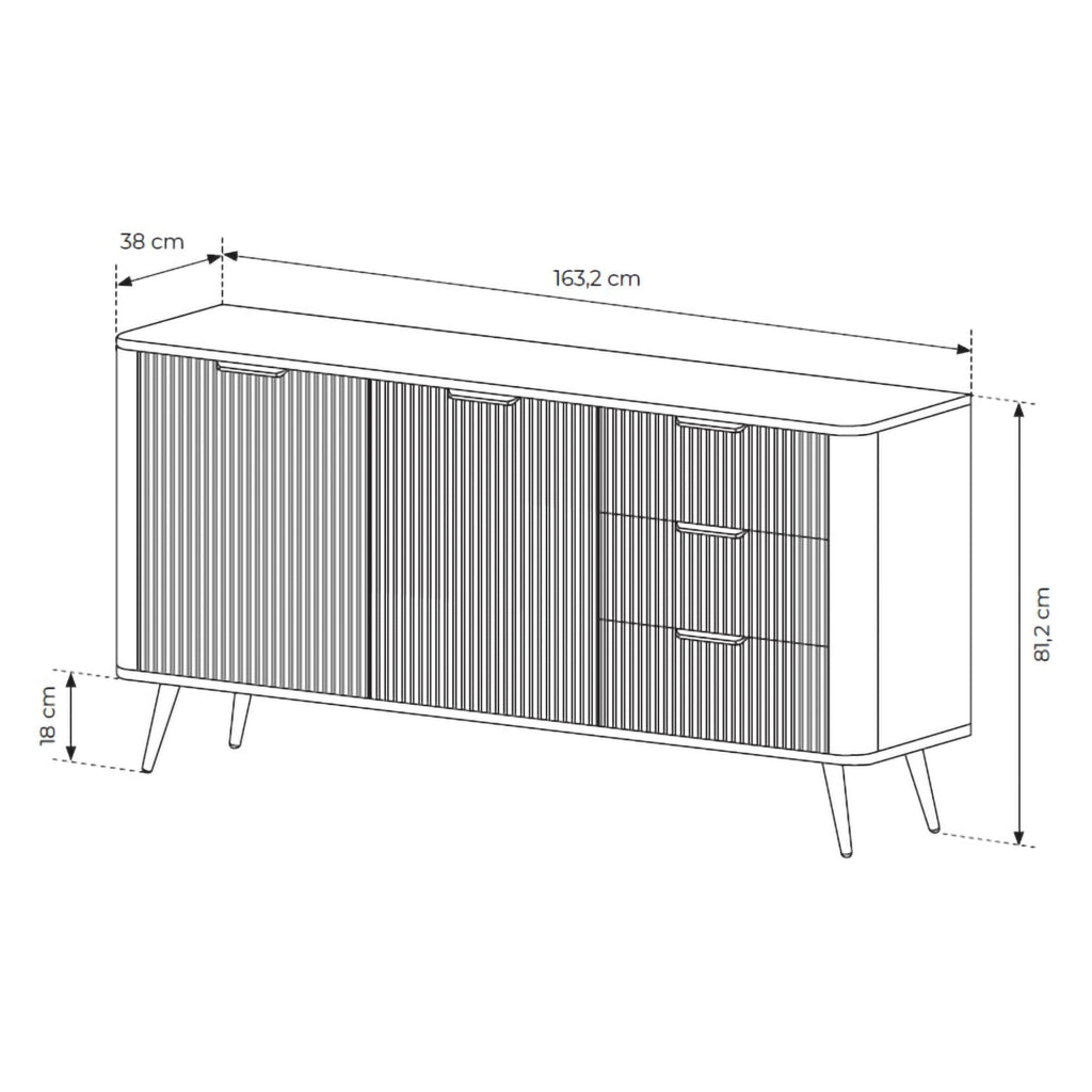 Madia Halilala, Credenza 3 Cassetti, 163x38x81h cm Beige