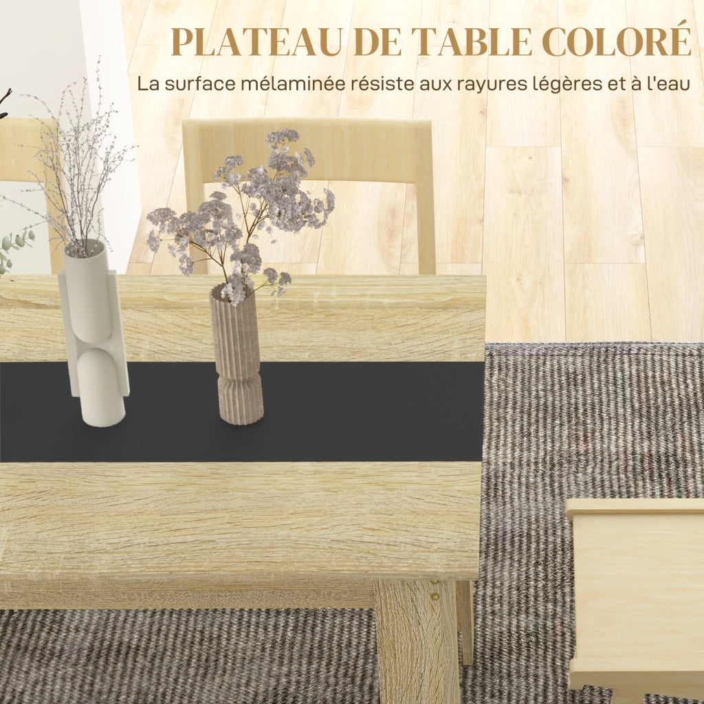Tavolo da pranzo allungabile in legno effetto naturale e nero ¨C zephmum ¨C 140x90x75 cm
