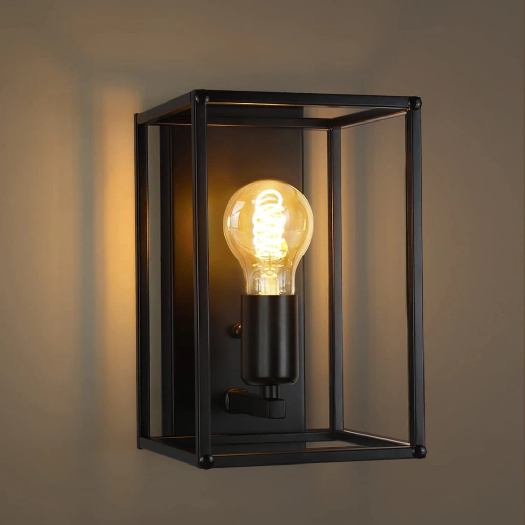 ZMH Applique da parete nera a parete per interni stile vintage per camera scala con attacco E27 senza lampadina