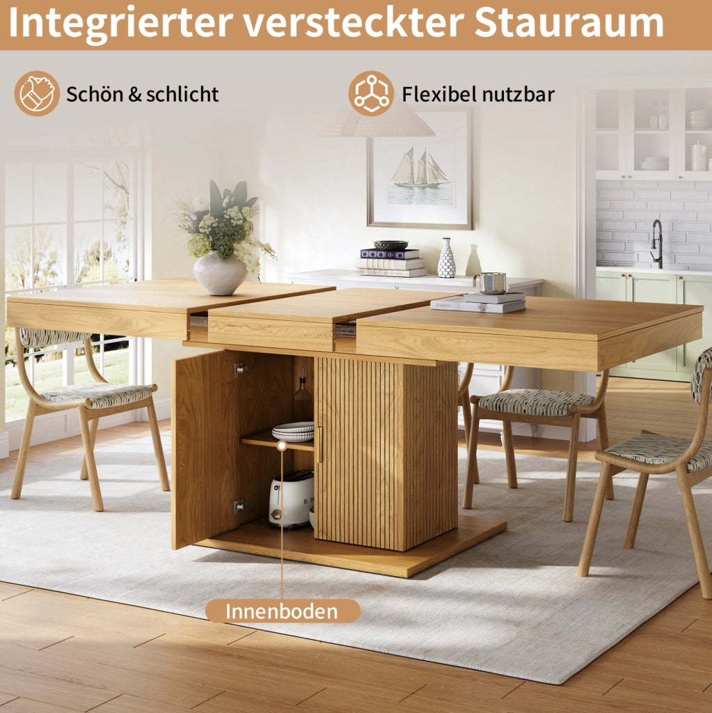 Tavolo da pranzo estensibile con vano contenitore 140-180 cm