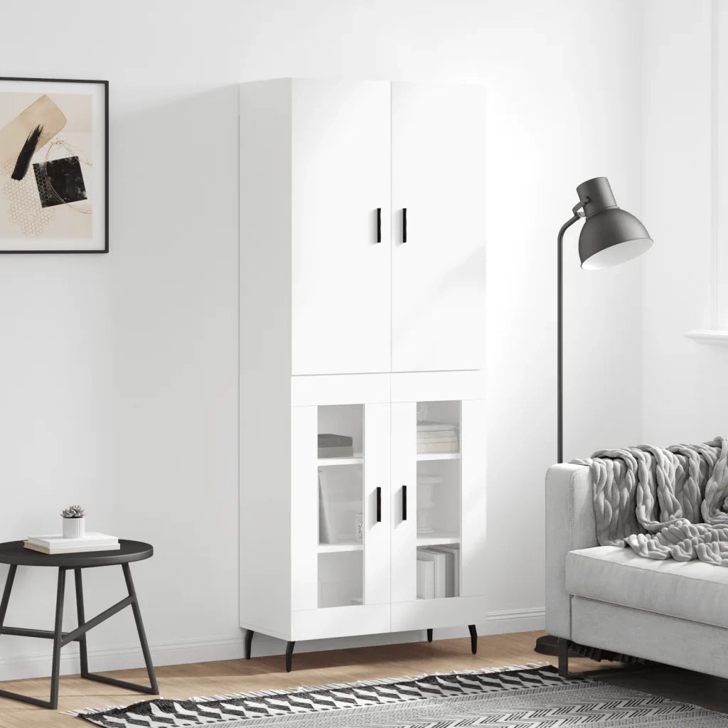 Credenza-Buffet-Armadio da cucina Bianca 69,5x34x180 cm in Legno Multistrato 271507