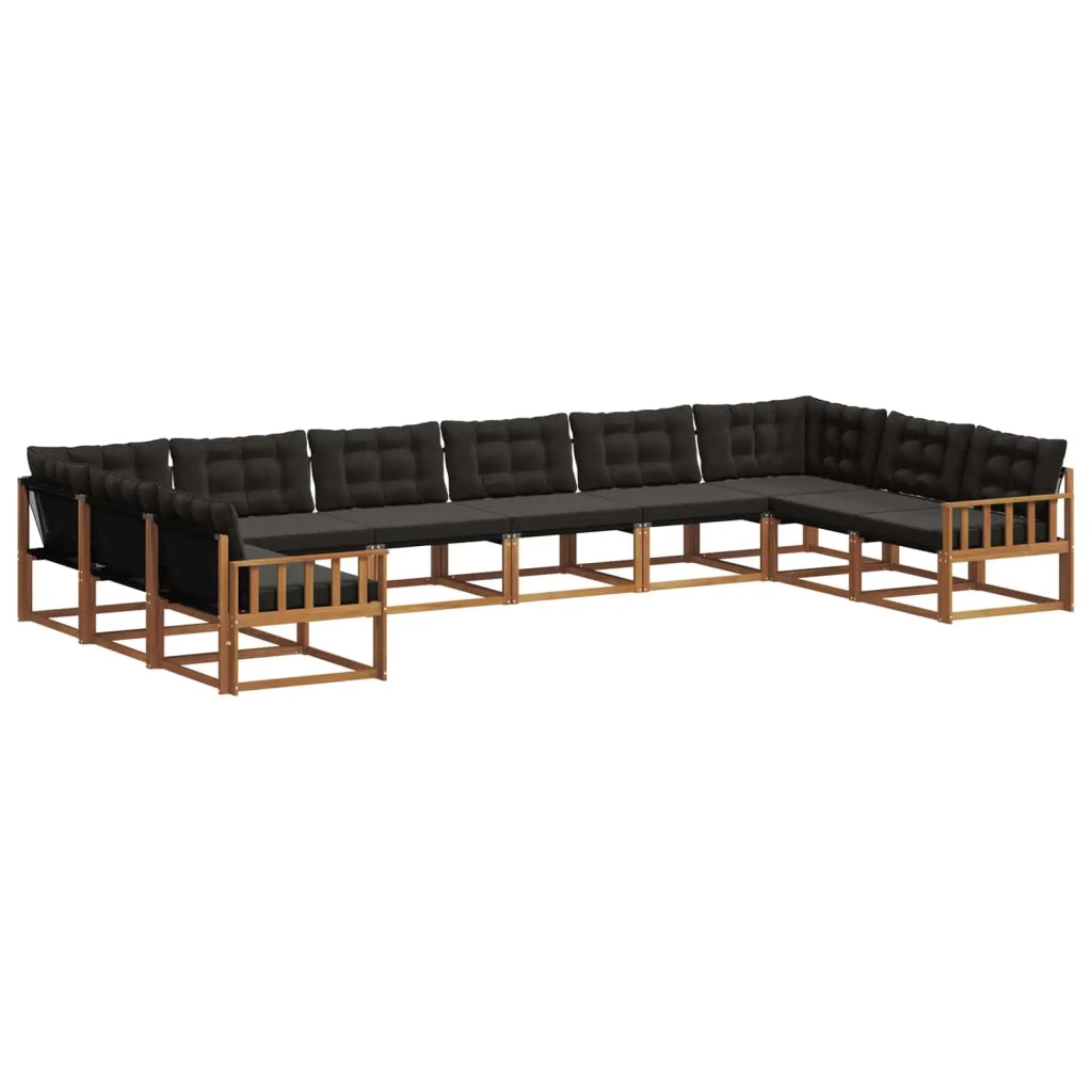 Set di divani da esterno con cuscino 10 pcs Naturale e Nero 3369887
