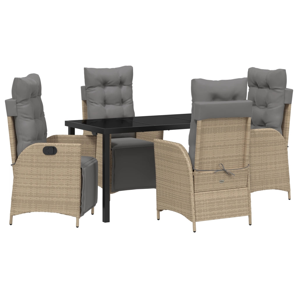 Set da pranzo da giardino 5 pezzi Beige Rattan polimerico