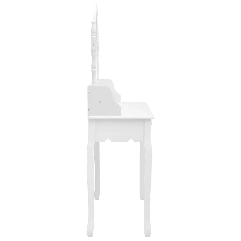 Tavolo da Trucco e Sgabello Bianco 75x69x140 cm Legno Paulownia