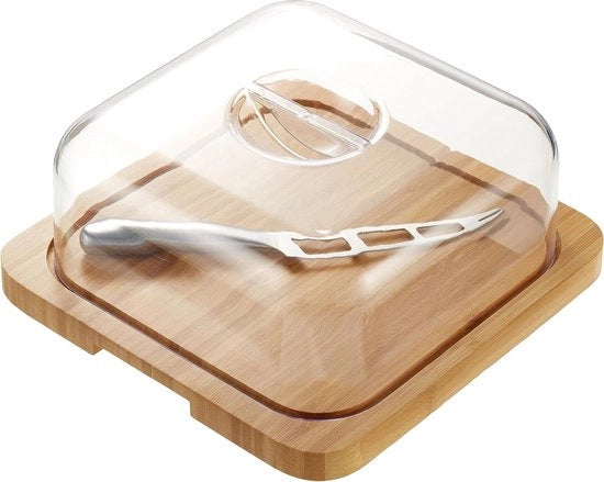 Pannello di legno di bambù con limetta di acciaio inossidabile per formaggio - inclusa 1 chiave di ricerca - 20326 supporto per formaggio