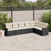 Set Divani da Giardino con Cuscini 7pz Nero Polyrattan 3226028