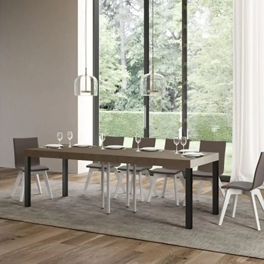 Tavolo allungabile 90/246x90 cm Everyday Premium tortora gambe antracite