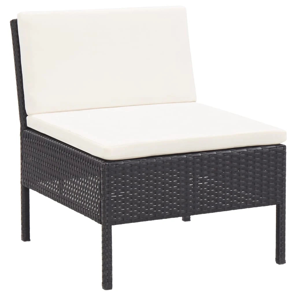 Mobili da giardino mobili da esterno Set di mobili da 6 pezzi con cuscini in resina intrecciata nera 02_0016924
