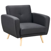 Poltrona Rivestita In Tessuto Nero Trasformabile Schienale Regolabile Gambe In Legno Soggiorno Moderno E Minimalista