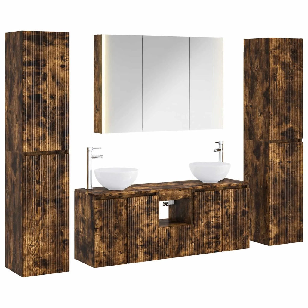Set di mobili per il bagno 6 pcs Rovere Fumo 3407219