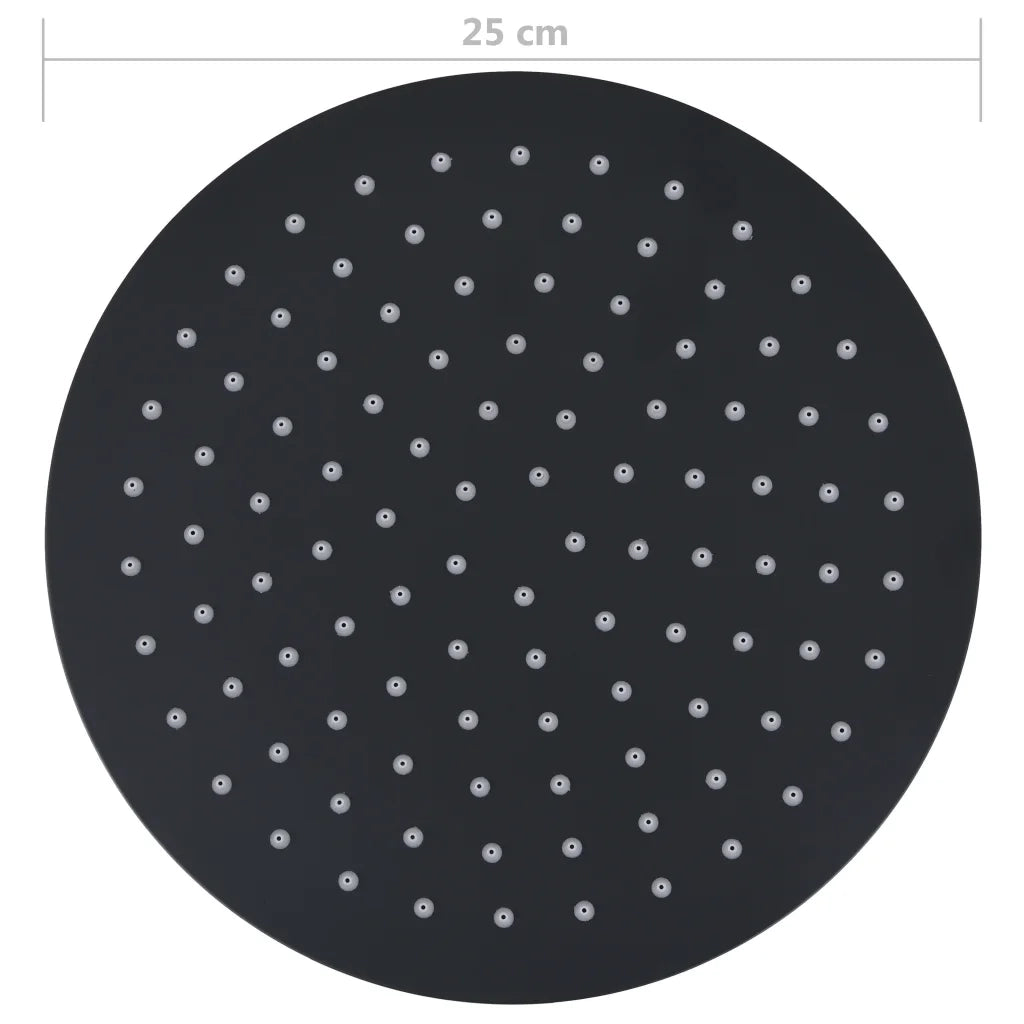 Testa Doccia a Pioggia in Acciaio Inox 25 cm Rotonda Nera 147691
