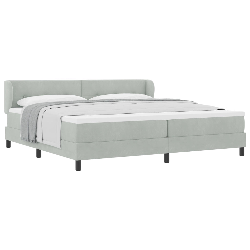 Struttura Letto A Rete Con Materasso Grigio Chiaro 200x200 cm Velluto