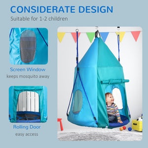 Easycomfort Altalena da Giardino con Tenda per Bambini da 3-8 Anni, Ø100cm e Corde Regolabili, Blu