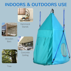 Easycomfort Altalena da Giardino con Tenda per Bambini da 3-8 Anni, Ø100cm e Corde Regolabili, Blu