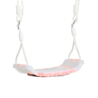 Easycomfort Altalena per Bambini 9-36 Mesi in PP e PE con Corda Regolabile e Luci LED, 39x16.5x120-180 cm, Bianco