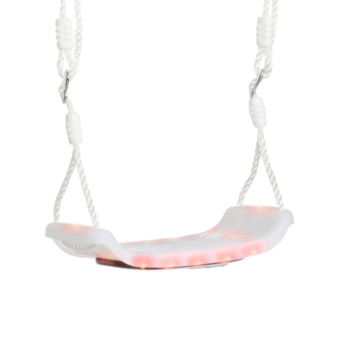 Easycomfort Altalena per Bambini 9-36 Mesi in PP e PE con Corda Regolabile e Luci LED, 39x16.5x120-180 cm, Bianco