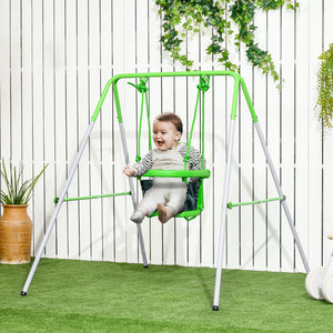 Easycomfort Altalena per Bambini 6-36 Mesi da Giardino e Salotto in Acciaio e PE, 122x146x122 cm, Verde