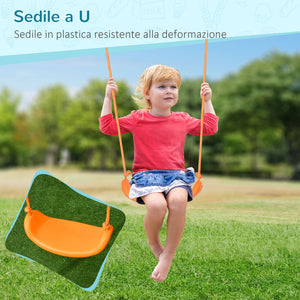 Easycomfort Altalena per Bambini 3-8 Anni da Giardino in Acciaio e PE con Seggiolino e Picchetti, 163x145x181 cm