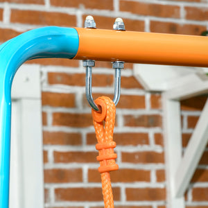 Easycomfort Altalena per Bambini 3-8 Anni da Giardino in Acciaio e PE con Seggiolino e Picchetti, 163x145x181 cm