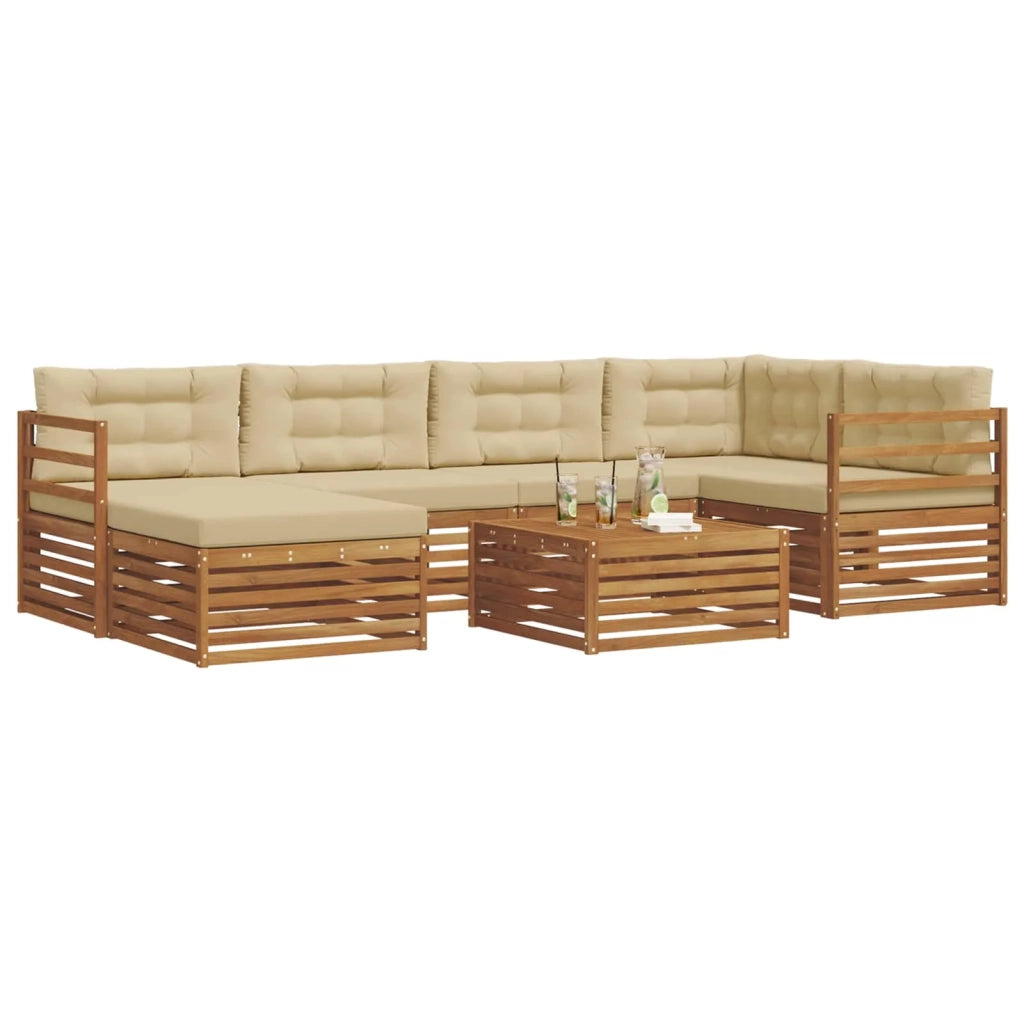 Set di divani da esterno con cuscino 7 pcs Naturale e Beige