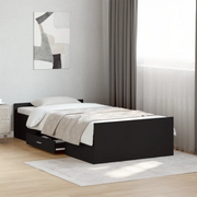Giroletto con Cassetti Nero 75x190 cm in Legno Multistrato 3280350
