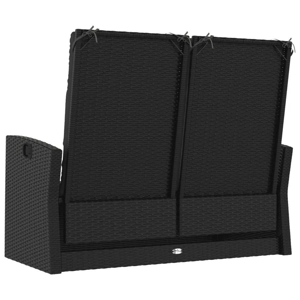 Panca da Giardino Reclinabile con Cuscini-Sgabello-Panca da esterno 118cm Polyrattan Nero