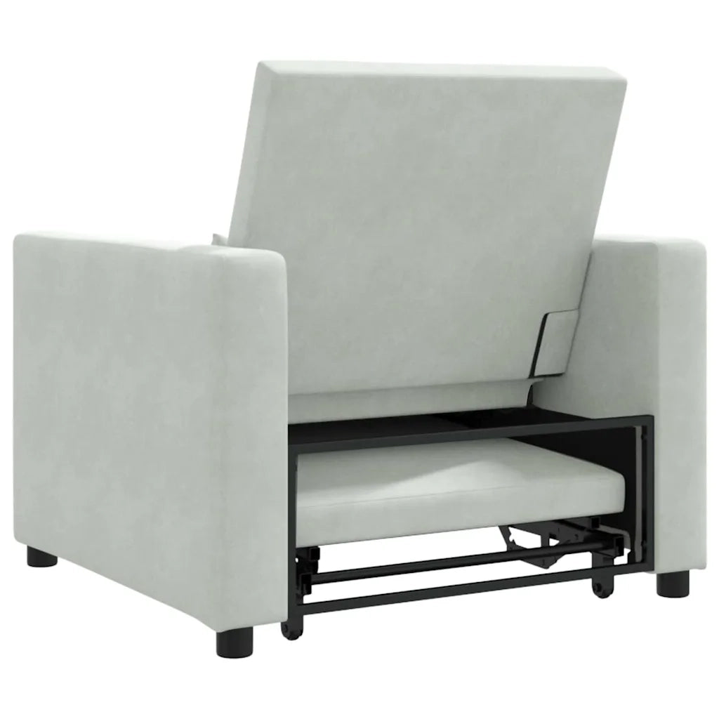 vidaXL Divano Letto Singolo Grigio chiaro 90 x 165 x 87 cm Velluto