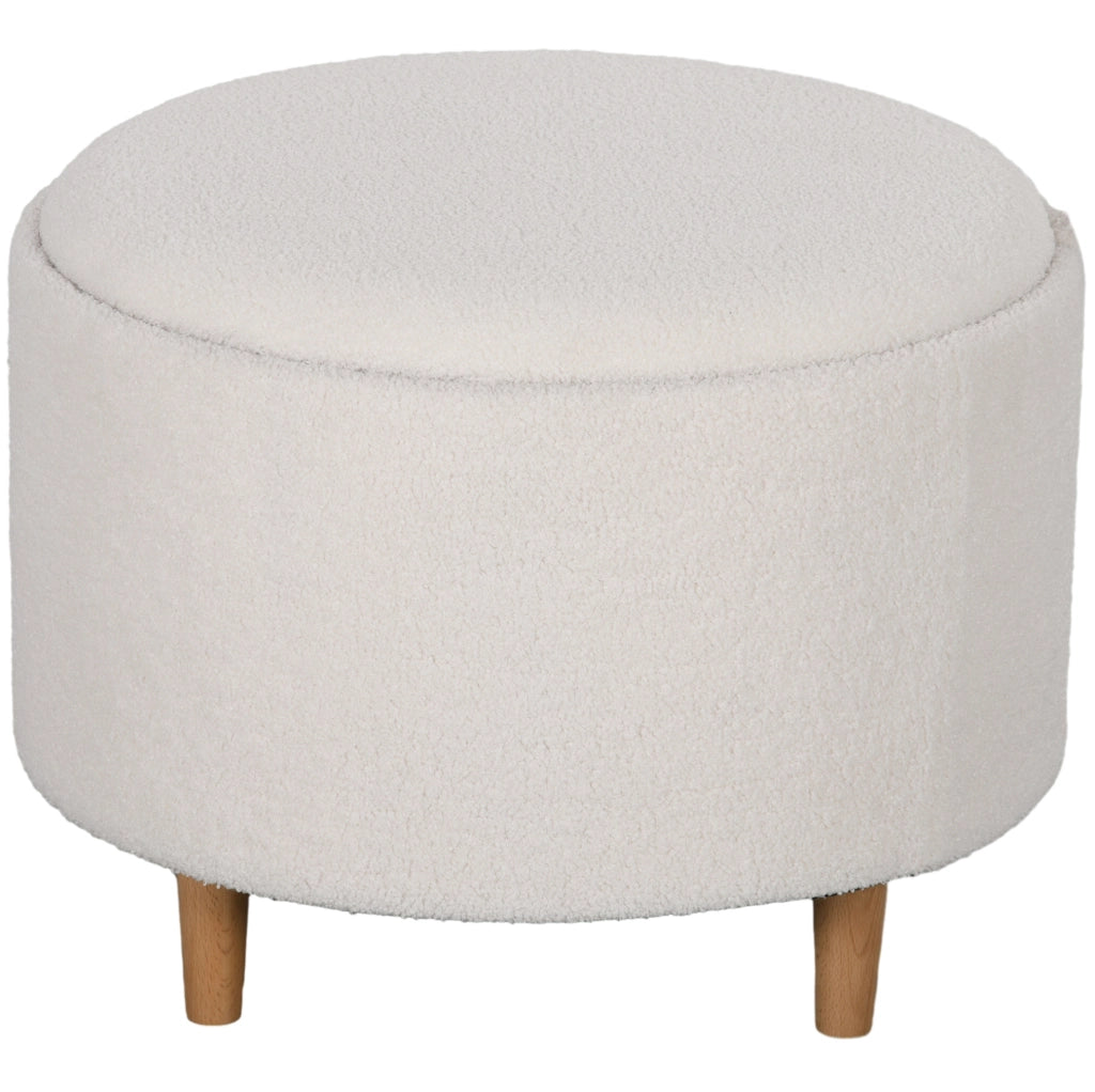 Pouf contenitore rotondo bianco con coperchio ribaltabile, Ø56 cm