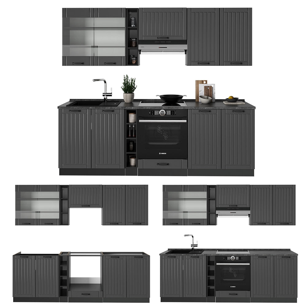 Vicco Cucina componibile Grigio scuro 235 cm , PL Marmo