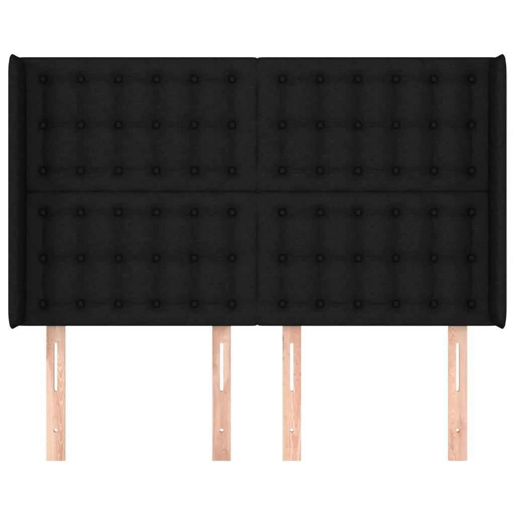 Testiera ad Orecchio Nera 147x16x118/128 cm in Tessuto