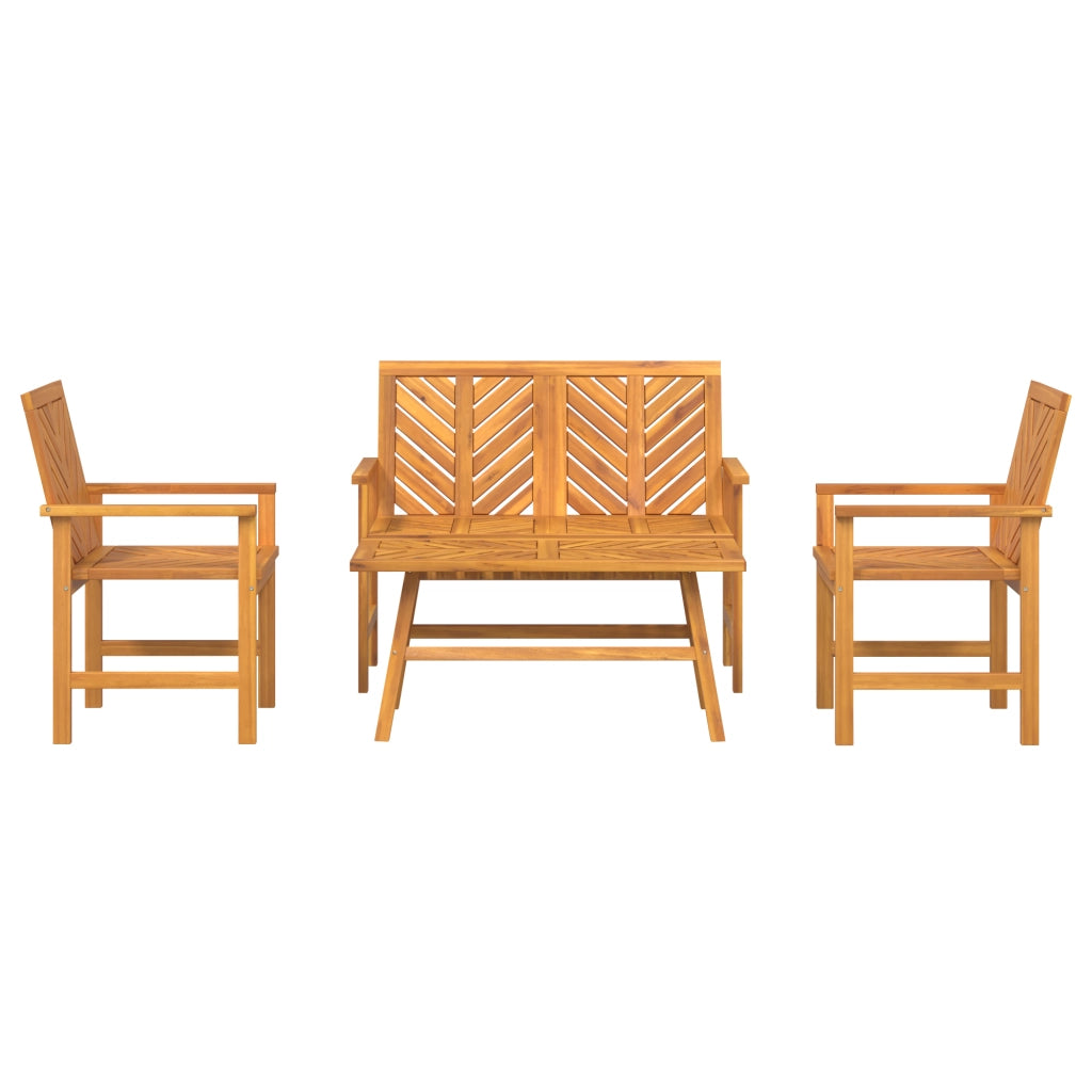 Set Lounge da Giardino a 4 Pezzi in Legno Massello di Acacia