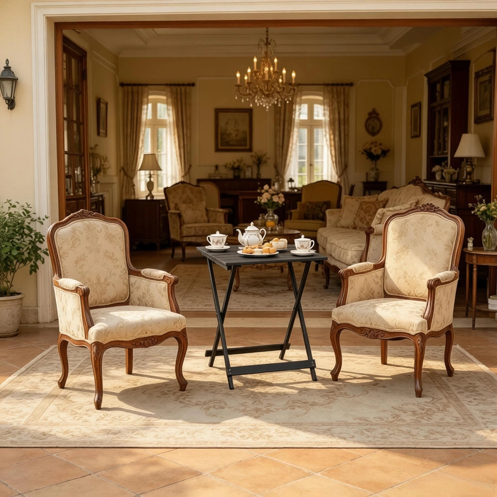Tavolo da giardino bistrot pieghevole in alluminio con struttura a X per balcone e campeggio nero 50,5 × 47 × 59,5 cm