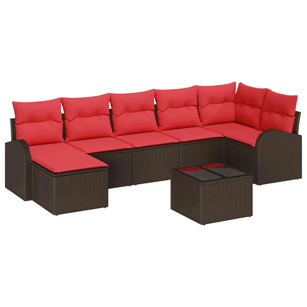 Set Divano da Giardino 8 pcs Marrone Rattan in Polipropilene