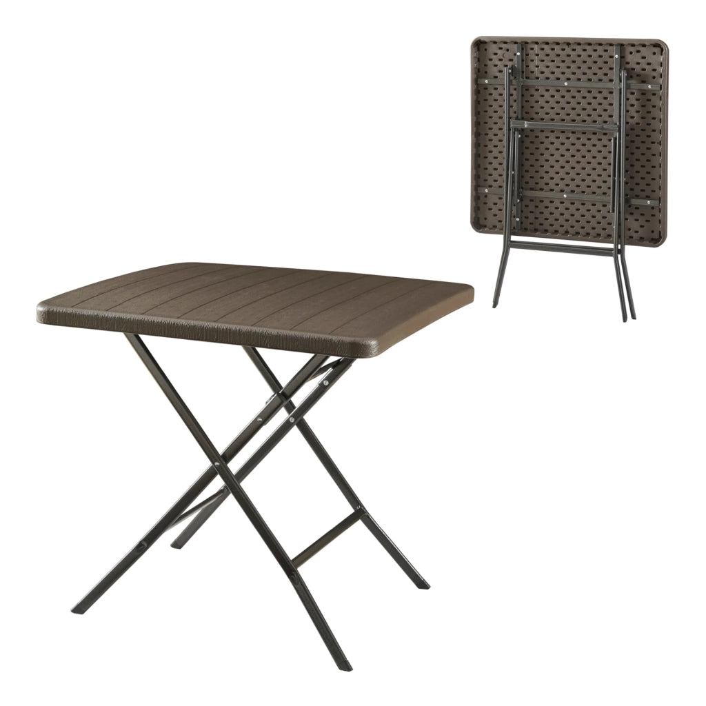 Tavolo da campeggio pieghevole 78 x 78 x 74 cm effetto legno marrone 03_0011000