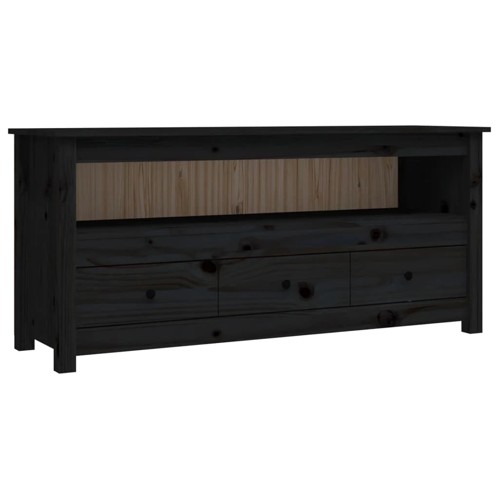 Mobile TV multimediale scaffale TV credenza mobile TV sala da pranzo soggiorno camera da letto 114 x 35 x 52 cm legno di pino massiccio nero 02_0025785