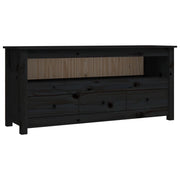 Mobile TV multimediale scaffale TV credenza mobile TV sala da pranzo soggiorno camera da letto 114 x 35 x 52 cm legno di pino massiccio nero 02_0025785