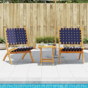 Sedie Pieghevoli Giardino 2pz Tavolino Blu Scuro Legno Massello 3214221