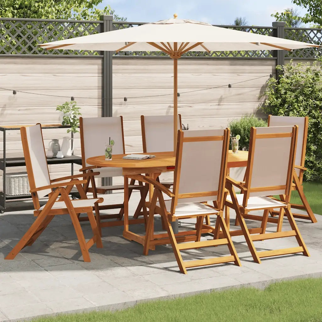 Sedie da Giardino Pieghevoli 6 pz Massello d'Acacia e Textilene