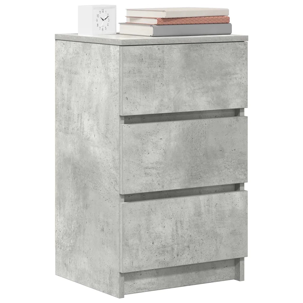 Comodino con 3 Cassetti Grigio Cemento 39x35x65 cm 861343