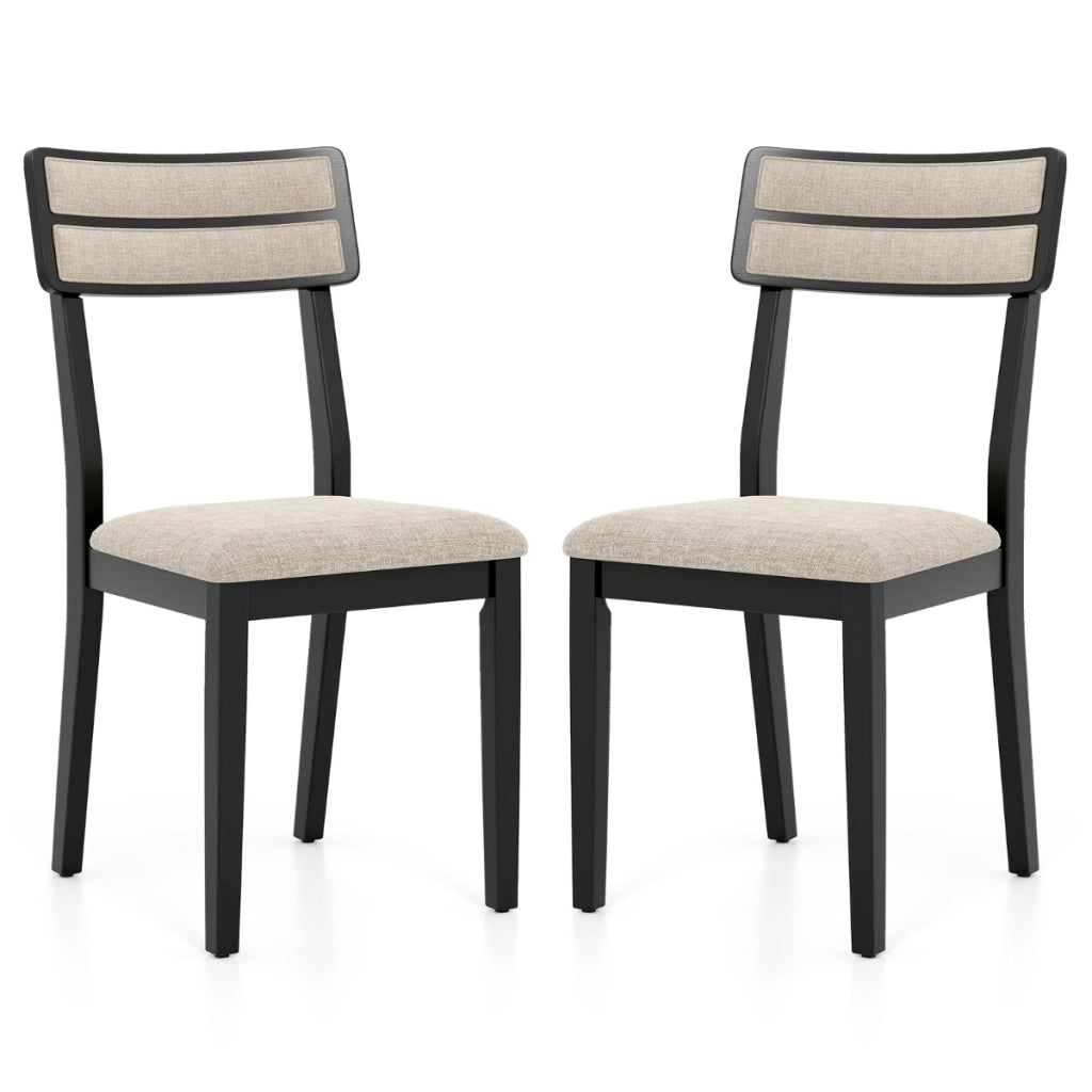Sedie imbottite senza braccioli con schienale inclinato di gomma, Set di sedie da pranzo moderne da 2 Nero-Sedie da pranzo