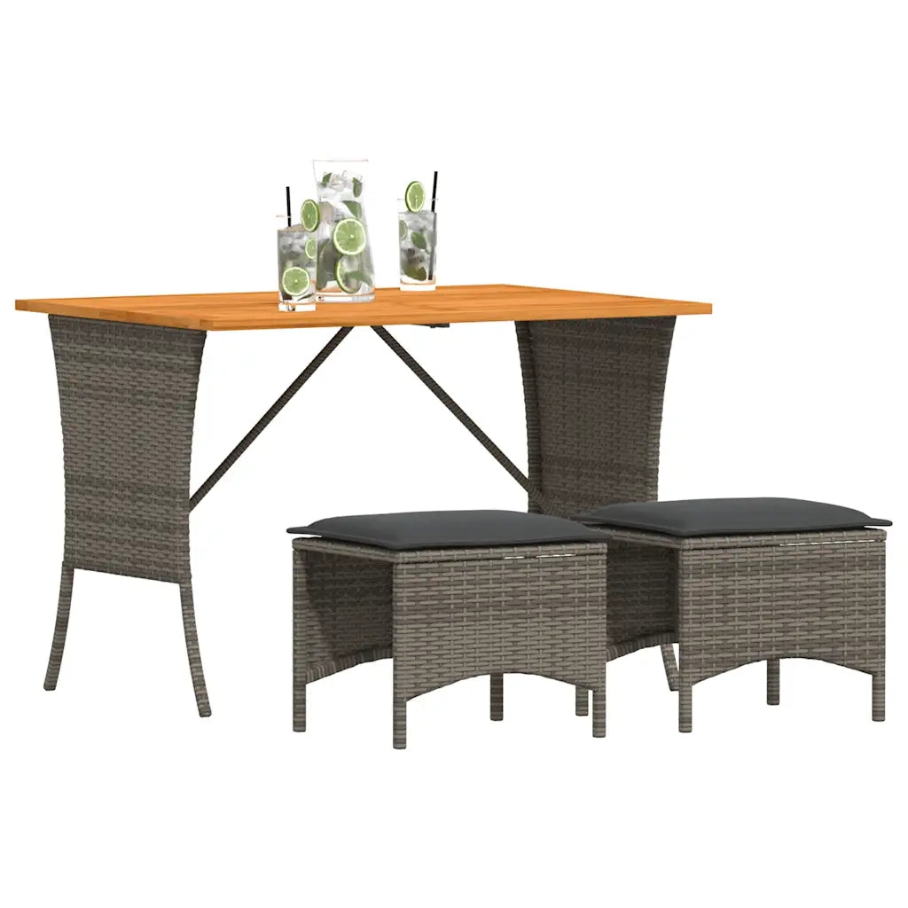 Set da Pranzo da Giardino 3 pz con Cuscini in Polyrattan Grigio 4104136