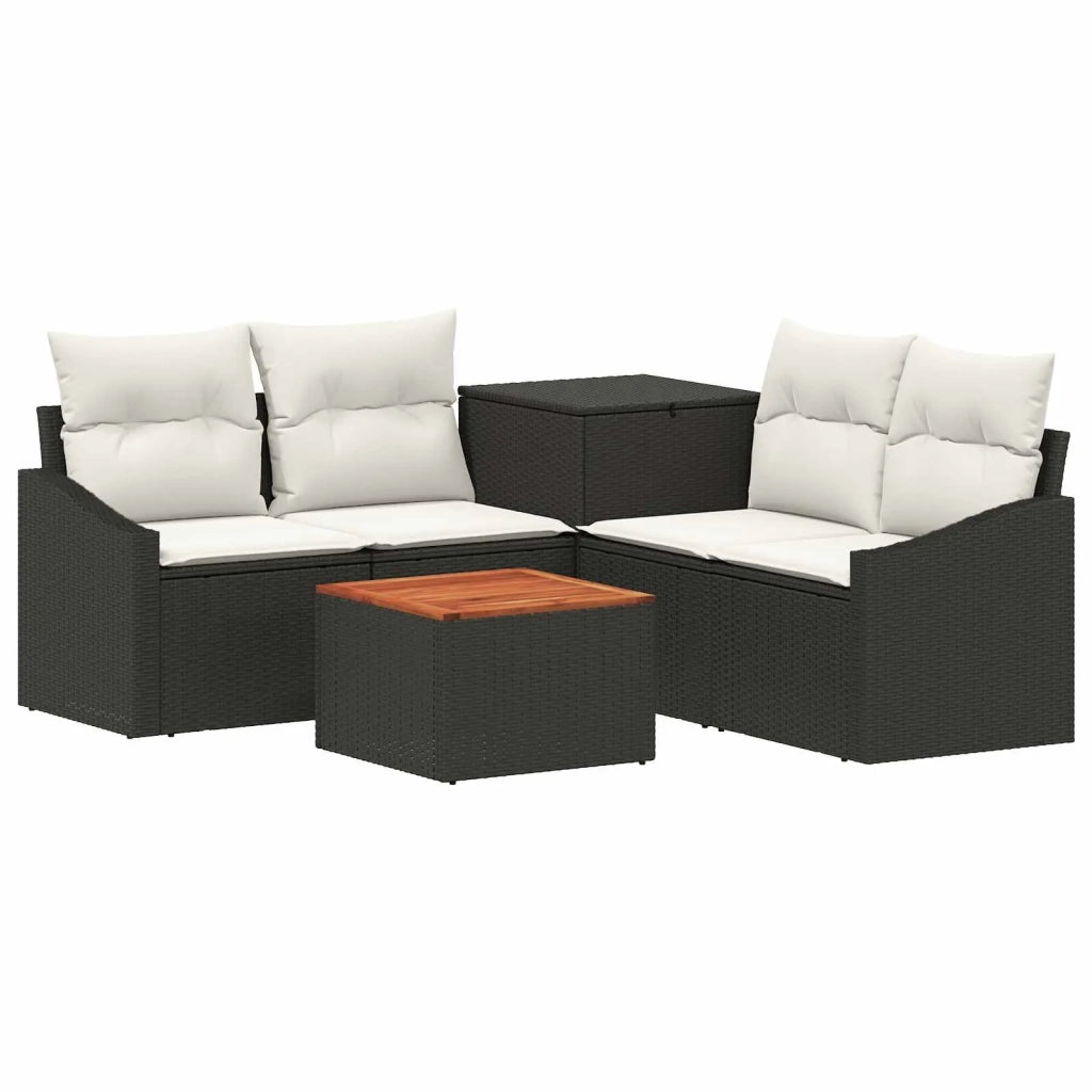 Set di divani 6 pz Nero e Bianco Crema 3447290