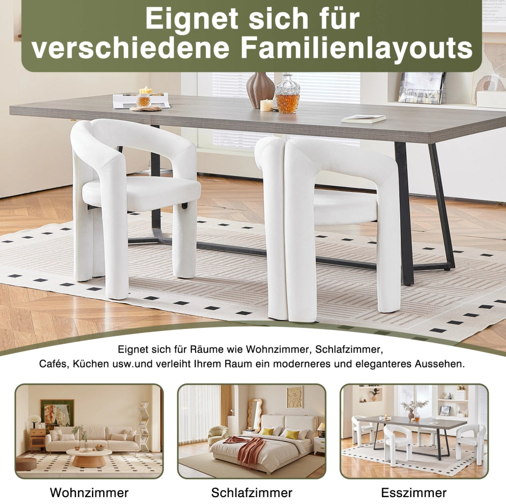 SEDIA con Braccioli Ergonomici in Velluto Beige