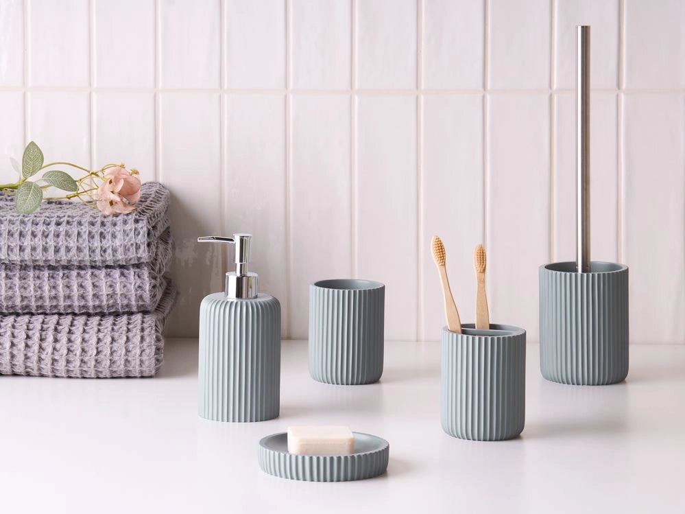 Set di 5 accessori in poliresina grigio chiaro per il bagno stile elegante semplice