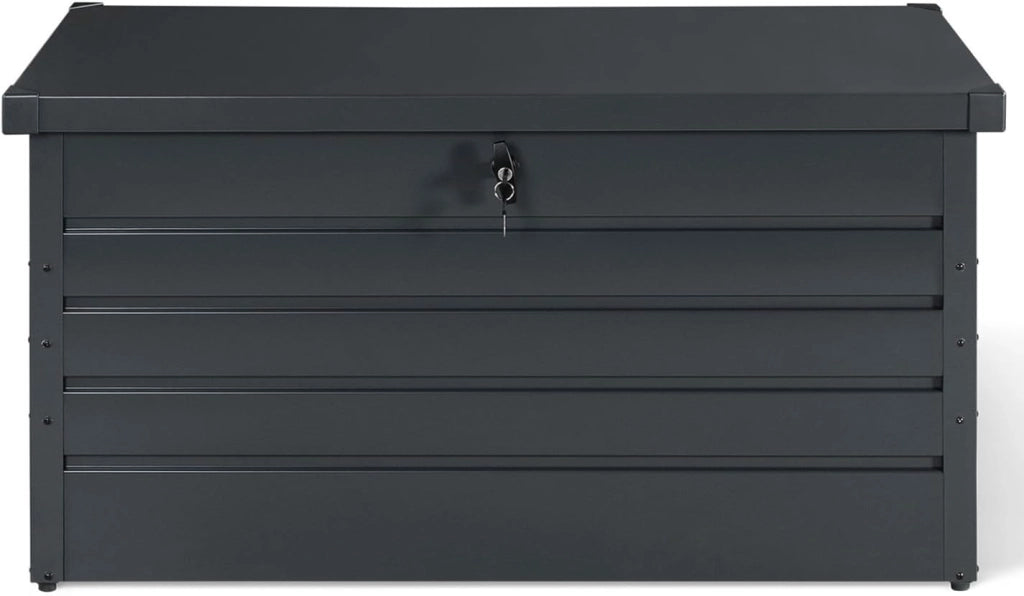Baule Contenitore Metallico con Serratura Grigio Antracite per Giardino 350L