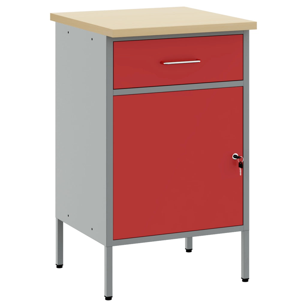 Armadio da Lavoro Rosso 50x55x84 cm Acciaio